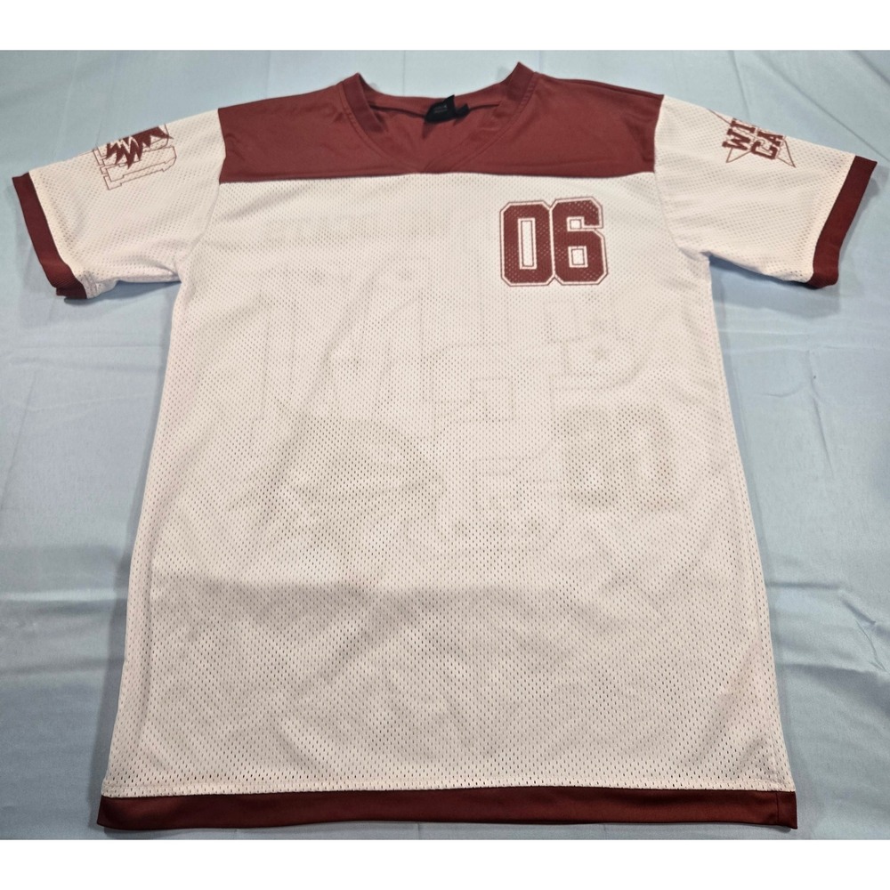 Disney High School Musical Wildcats Jersey Shirt White Maroon Mesh Small 06